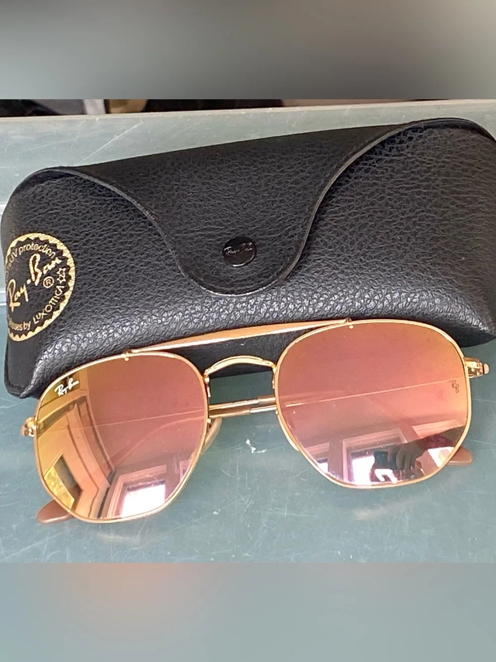 RAY-BAN RB3648 The Marshal Sunglasses Gold Frame 54mm Mirror Lens Made Italy